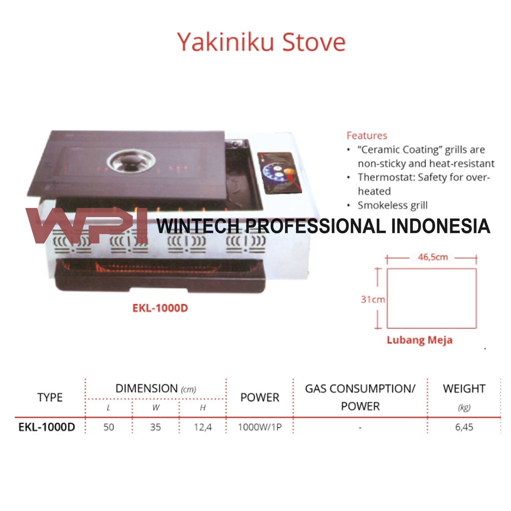 Getra EKL-1000D Yakiniku Stove - Electric Griller Sistem Tanam - Kompor Listrik Bbq Yakiniku – Smoke