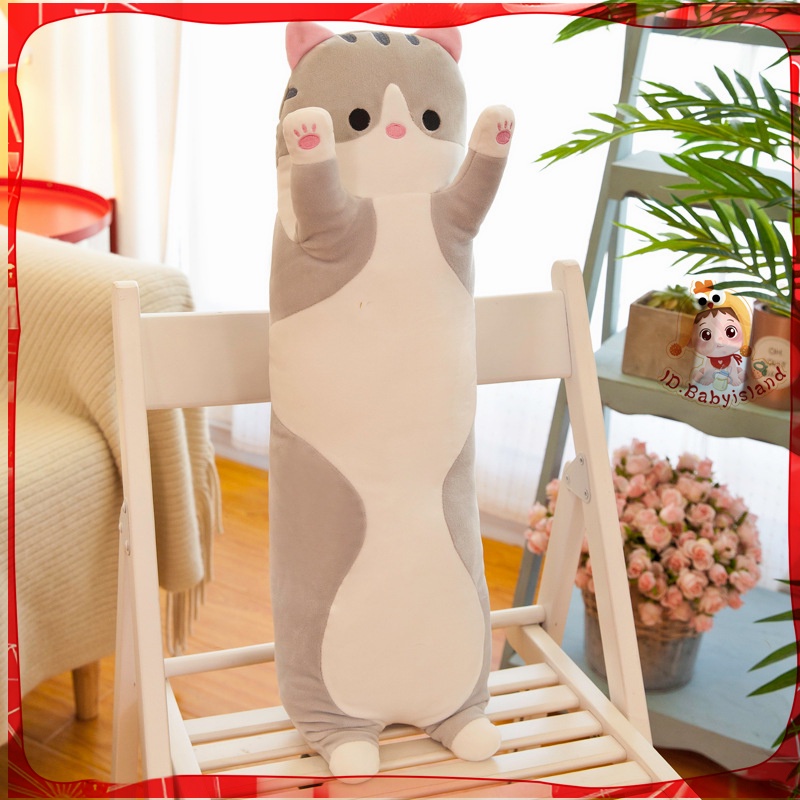 Cute kitty Plush Doll Cat Stuffed Toy Soft Hot Dog Bantal Bantal Tubuh Panjang untuk Pacar perempuan bantal kecil 50/70CM