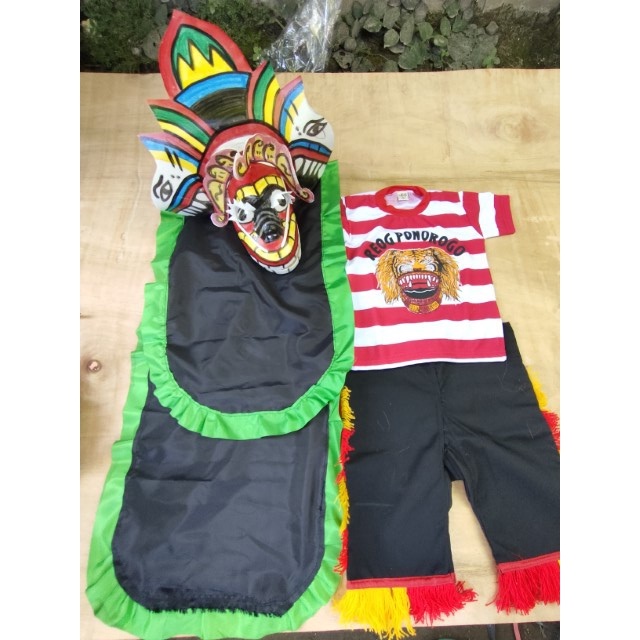 [TERLARIS] (1paket) mainan anak stelan baju reog ponorogo + caplokan tinggal pakai | set stelan kaos dan barongan