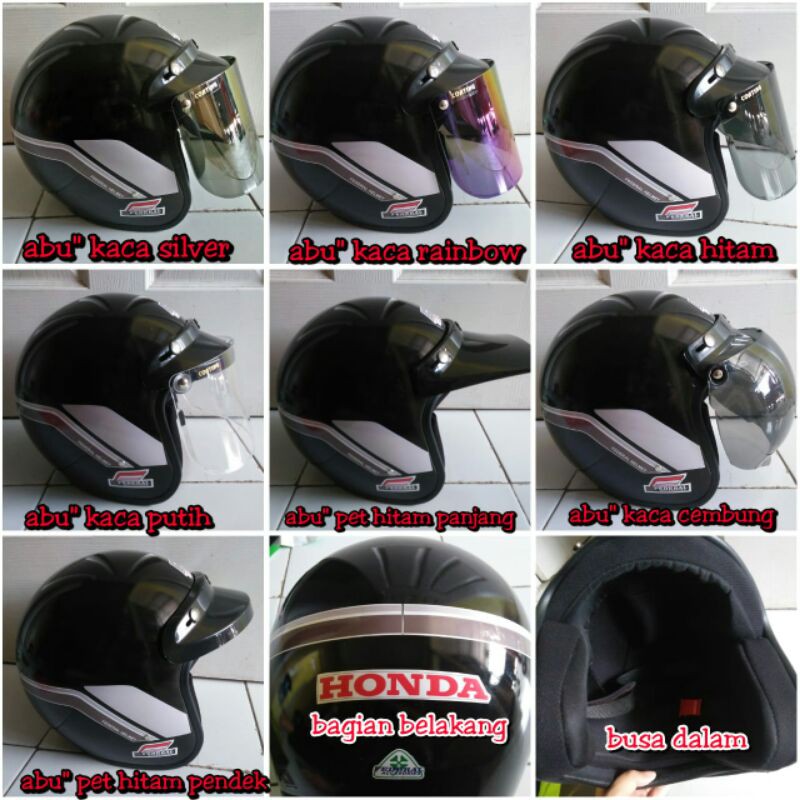 Helm repro gl series hitam strip macam macam