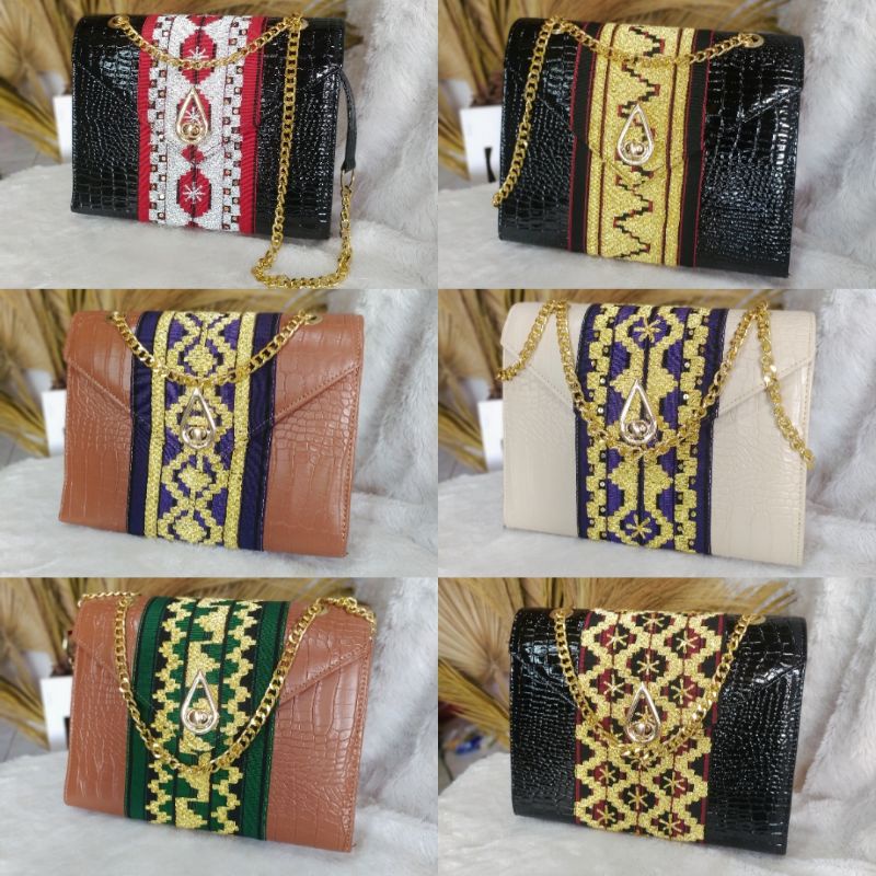 JAMAJAGHI - Tas Tapis Lampung Tas Pesta Tapis Asli Sulam Tangan Benang Kristal Ukuran Besar