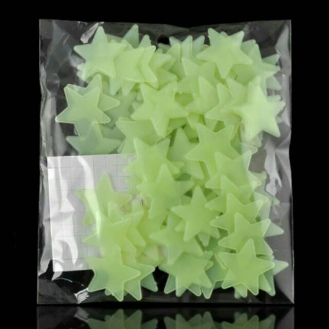 100pcs Sticker Fosfor Star Glow In The Dark Wallstiker Bintang Hiasan Dekorasi Dinding Fluorescent