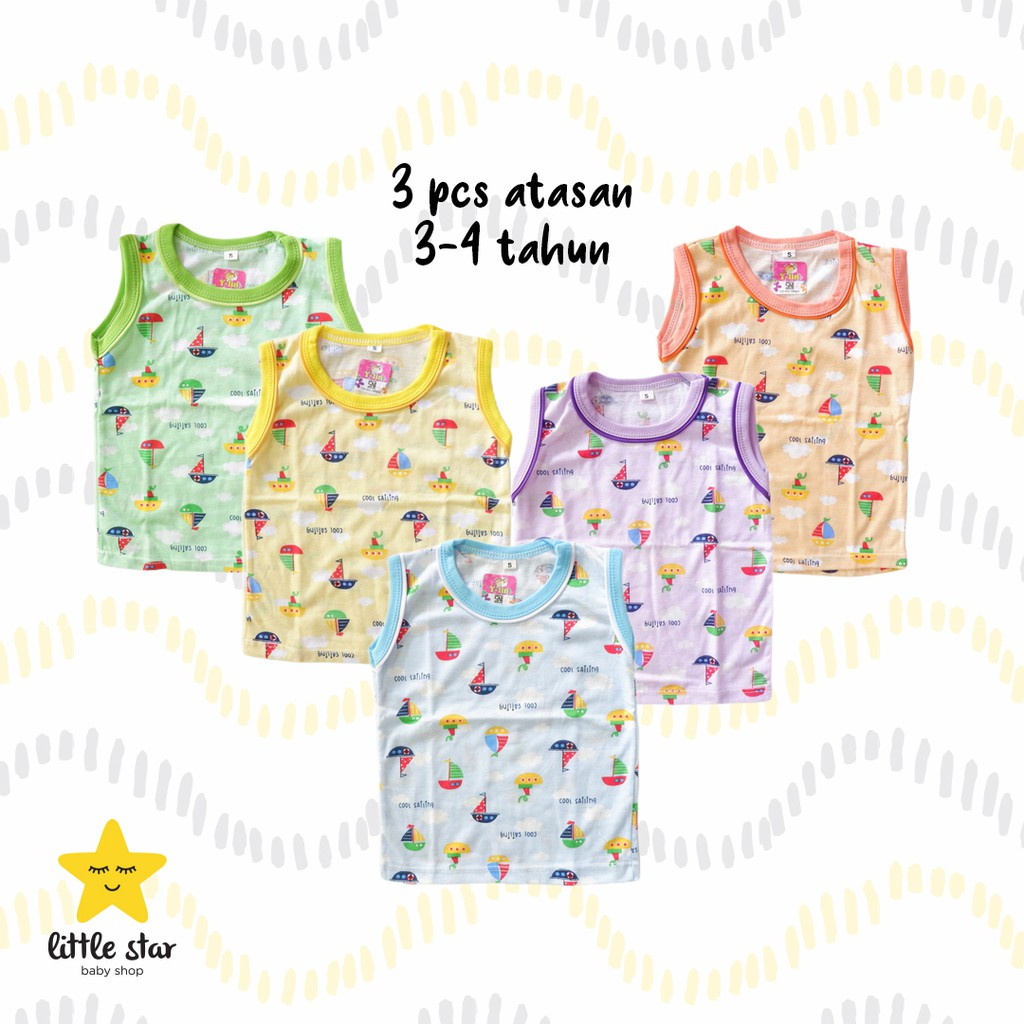 Y Lin 3 PCS Kaos Atasan Kutungan Tanpa Lengan Anak Bayi Cewek Cowok