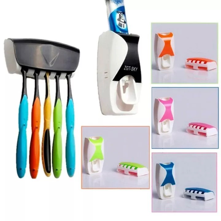 Dispenser Odol Toothpaste Dispenser &amp; Brush Set / Pasta Gigi Dan Tempat Sikat Gigi dispencer tooth paste