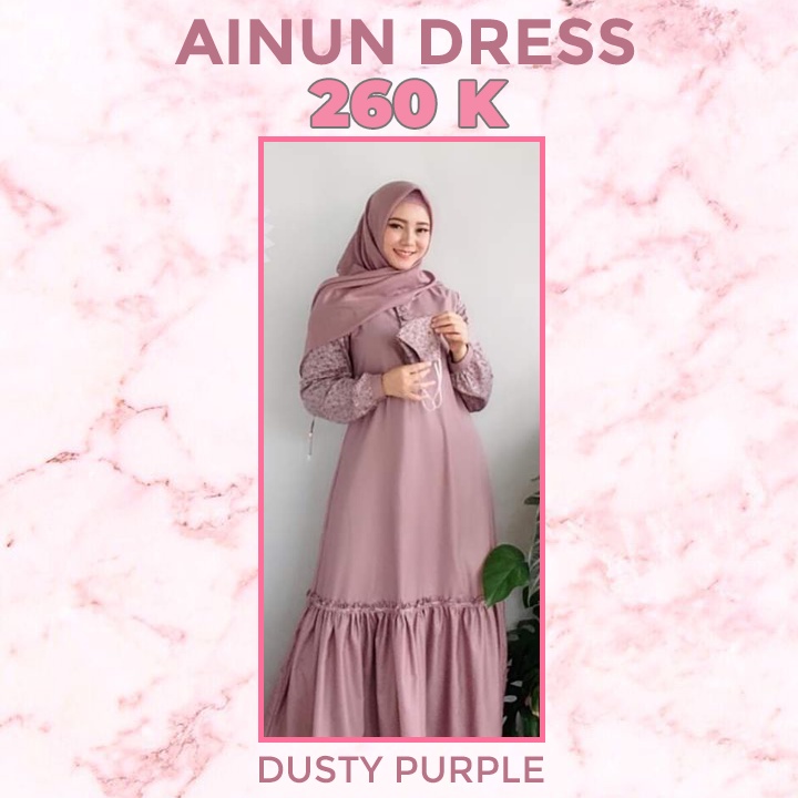 Roris Fasion AINUN 1 | Dusty Purple | Gamis model terbaru untuk remaja dan dewasa