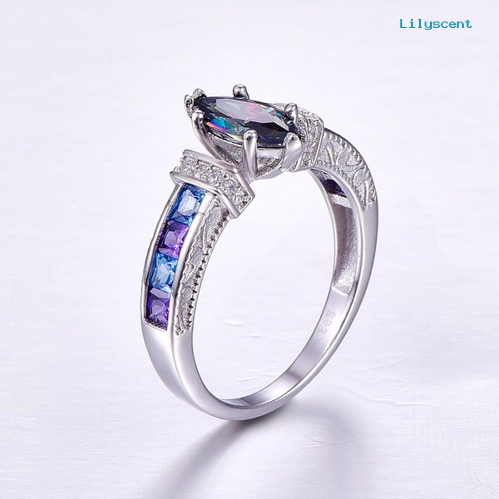 Cincin Marquise Cut Cubic Zirconia Warna-Warni Untuk Wanita