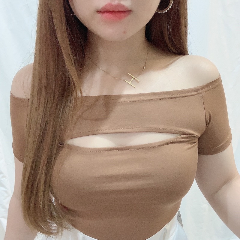 Off Shoulder Cut Out Front Top | Baju Sabrina Atasan Wanita Korean Fashion | Maimon Grosir