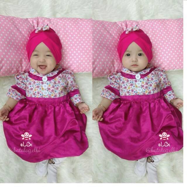 ELBI BLOOMING DRESS BAJU ANAK MUSLIM CEWEK BAJU MUSLIM ANAK PEREMPUAN FASHION MUSLIM ANAK 1 TAHUN