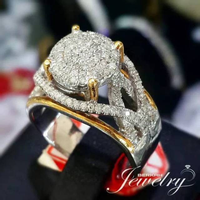 Cincin emas putih berlian eropa asli natural diamond