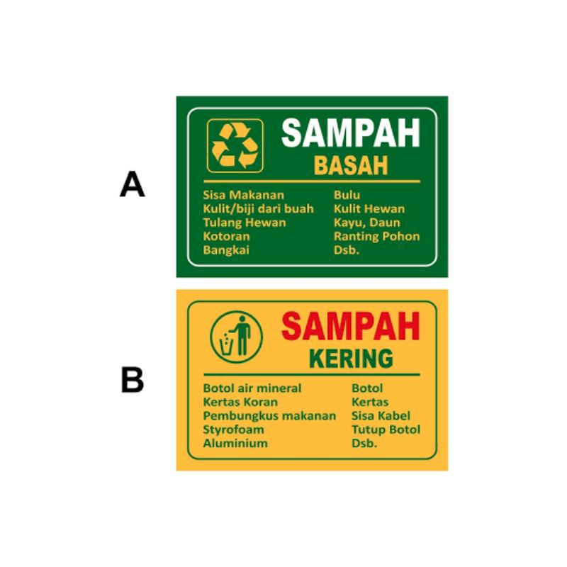 

Stiker tulisan sampah basah stiker sampah kering stiker sign k3 10×15 cm