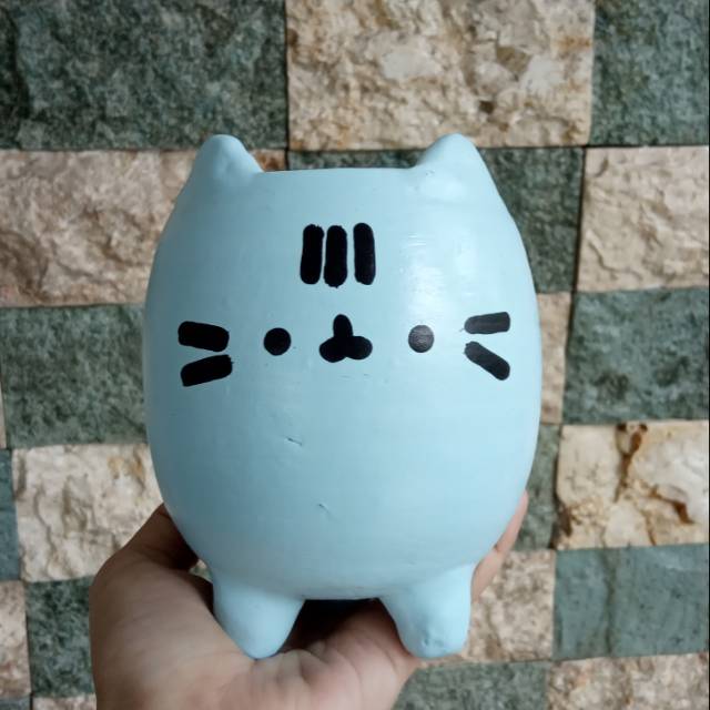 Pot lukis kucing pot gerabah pot tanah liat bentuk kucing | Shopee