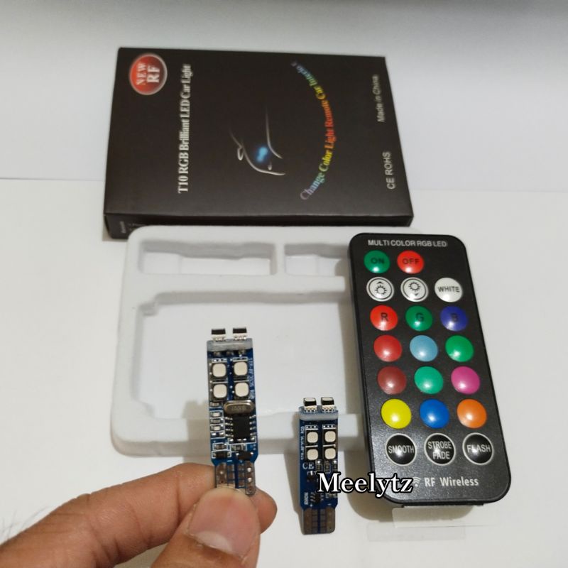 Sepasang Led T10 remote Wireless senja atau sen multicollor