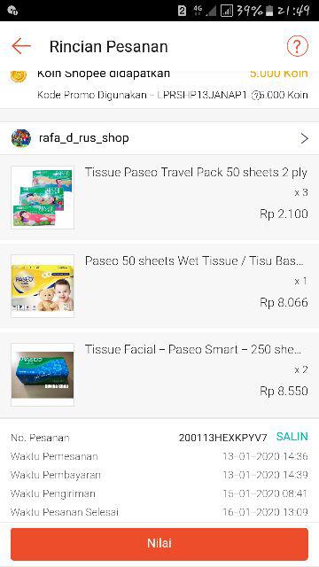 Tissue Paseo Travel Pack 50 Sheets 2 Ply