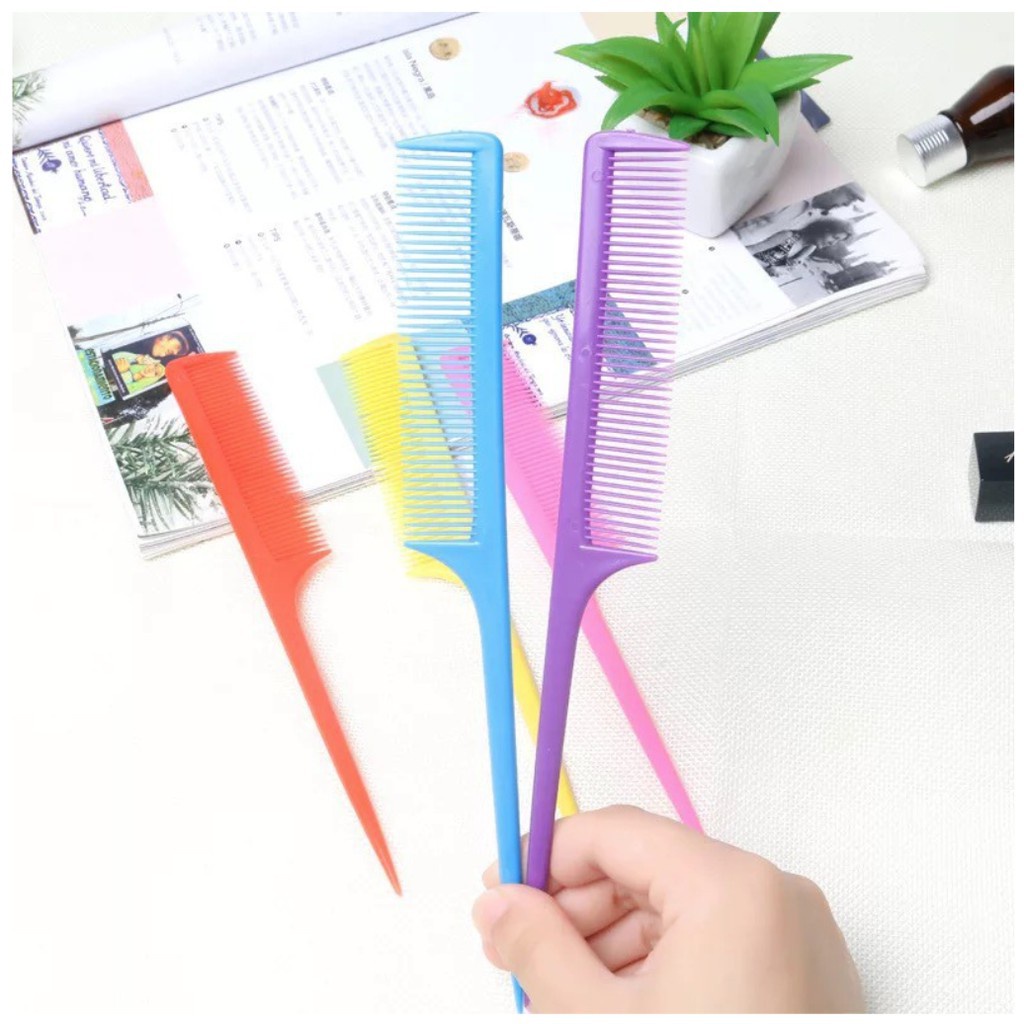 MSTH * Sisir Plastik Polos Warna Warni / Sisir Sanggul / Sisir Sasak Alat Rambut Murah Import / Sisir Rambut