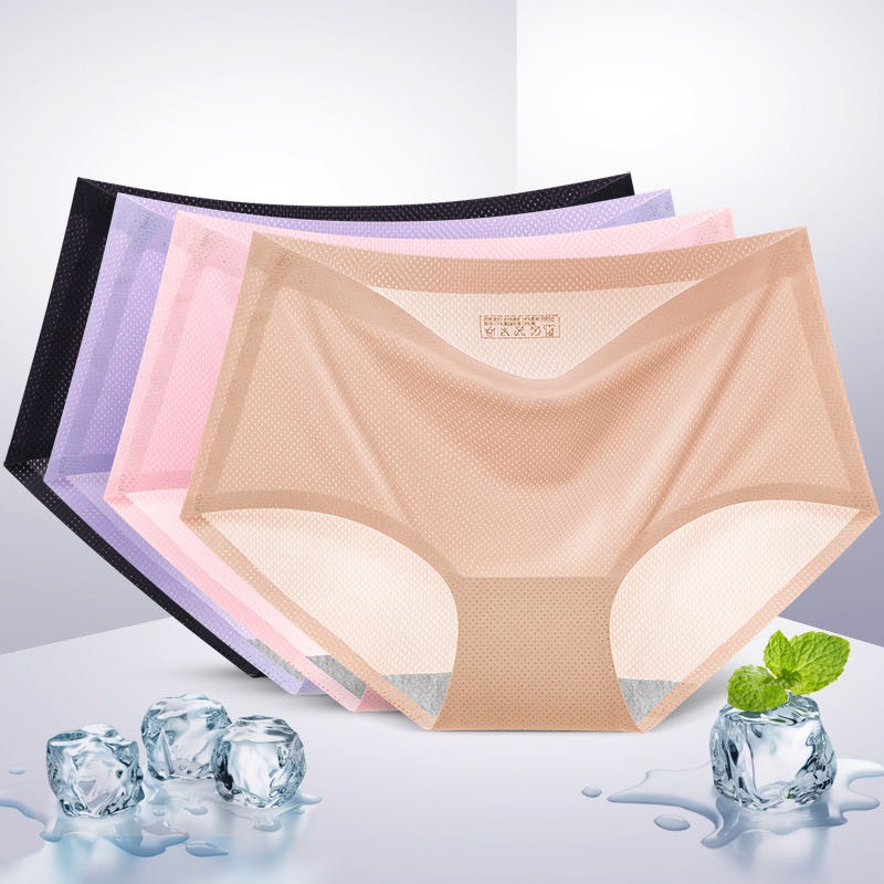 Celana Dalam Brief Seamless Pori Berlubang Bahan Ice Silk Untuk Wanita Import