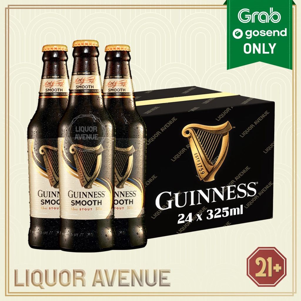 Jual Guinness Beer Smooth Stout Pint Bottle 325ml 1 Karton Isi 24 Botol Shopee Indonesia 