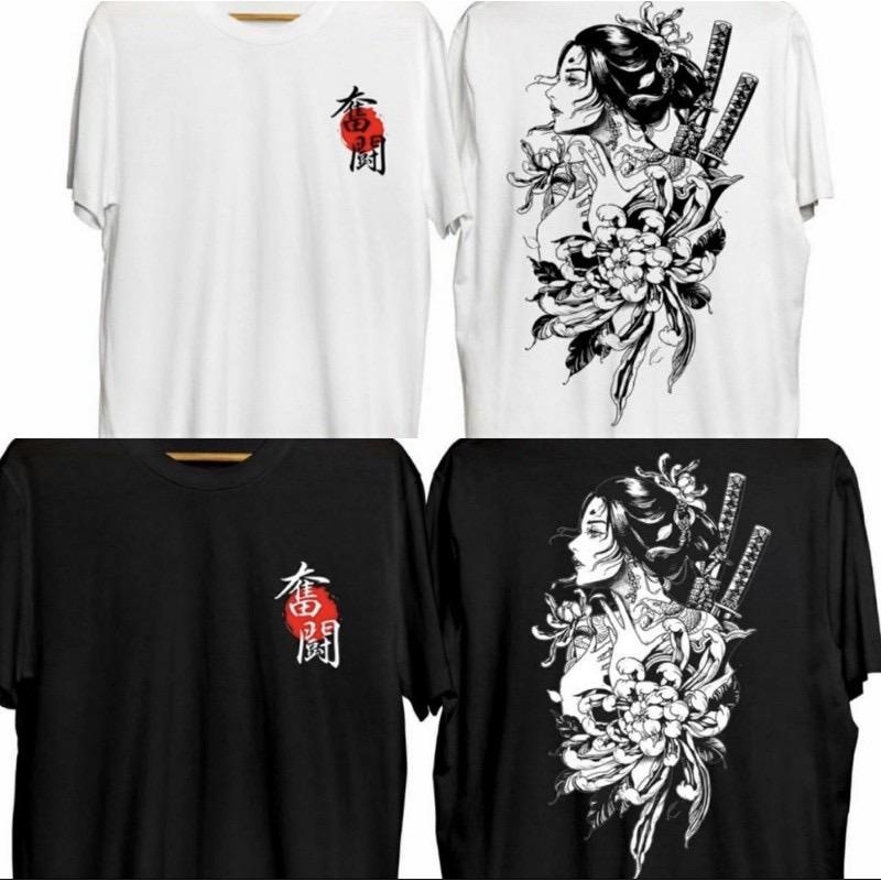 T-SHIRT GEISHA SAMURAI / BAJU KAOS DISTRO PRIA WANITA COTTON 30S
