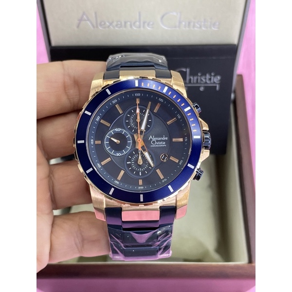 alexandre christie 6141mc biru rosegold pria