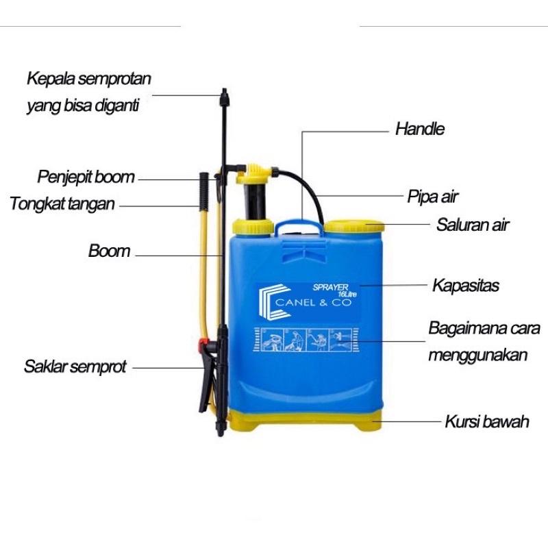 CANEL &amp; CO Tangki Sprayer Pompa MANUAL 16 Liter Tengki Alat Semprotan Hama Padi Pertanian