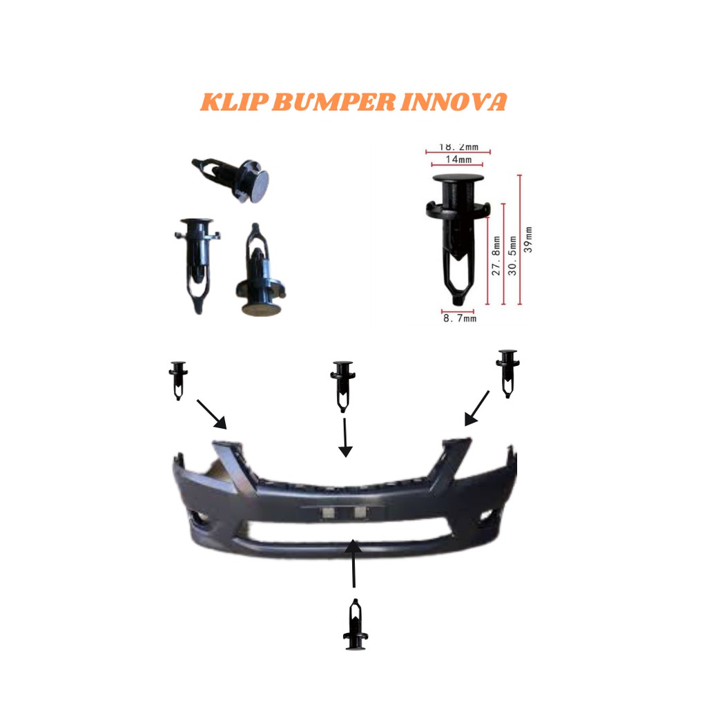 KLIP BUMPER CLIP BEMPER MOBIL TOYOTA INNOVA ORIGINAL OTOMOFIF AKSESORIS MOBIL INNOVA EKSTERIOR MOBIL