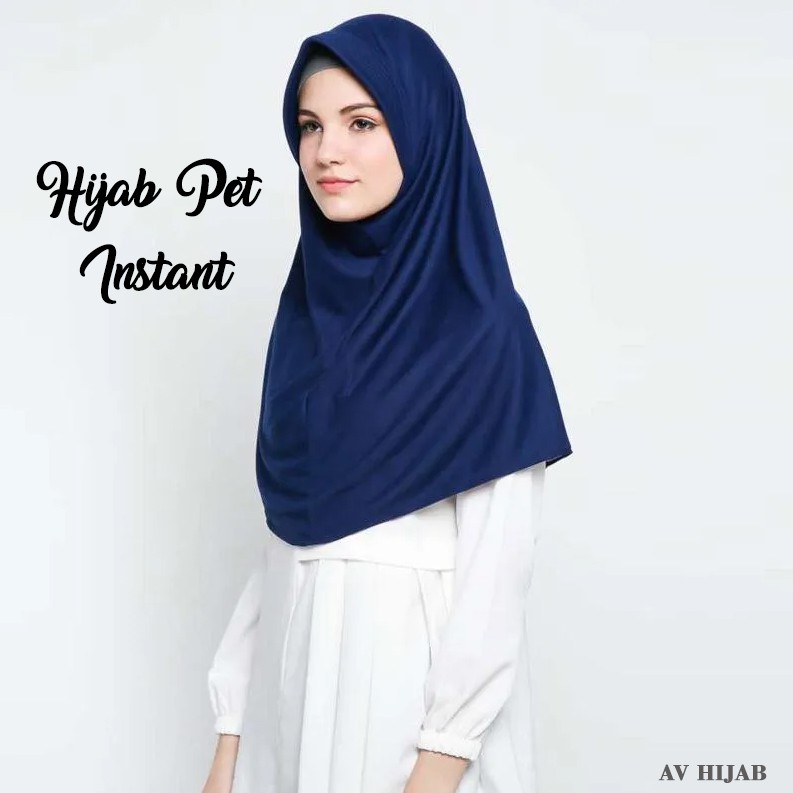 AV - JILBAB PETS KERUDUNG INSTANT BAHAN WOLFIS (GRATIS ONGKIR)