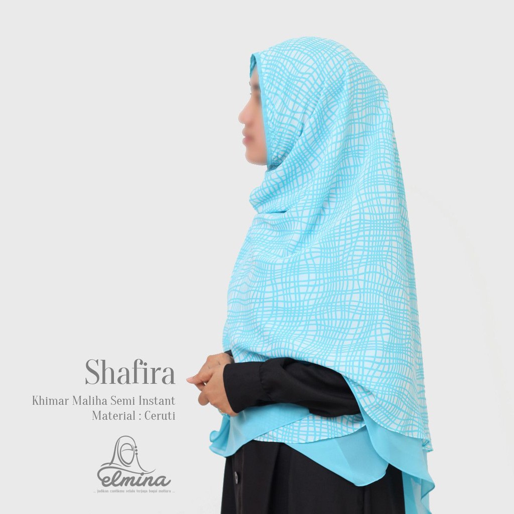 Hijab / Jilbab / Khimar Semi Instant Elmina Maliha Ceruti Motif - Shafira