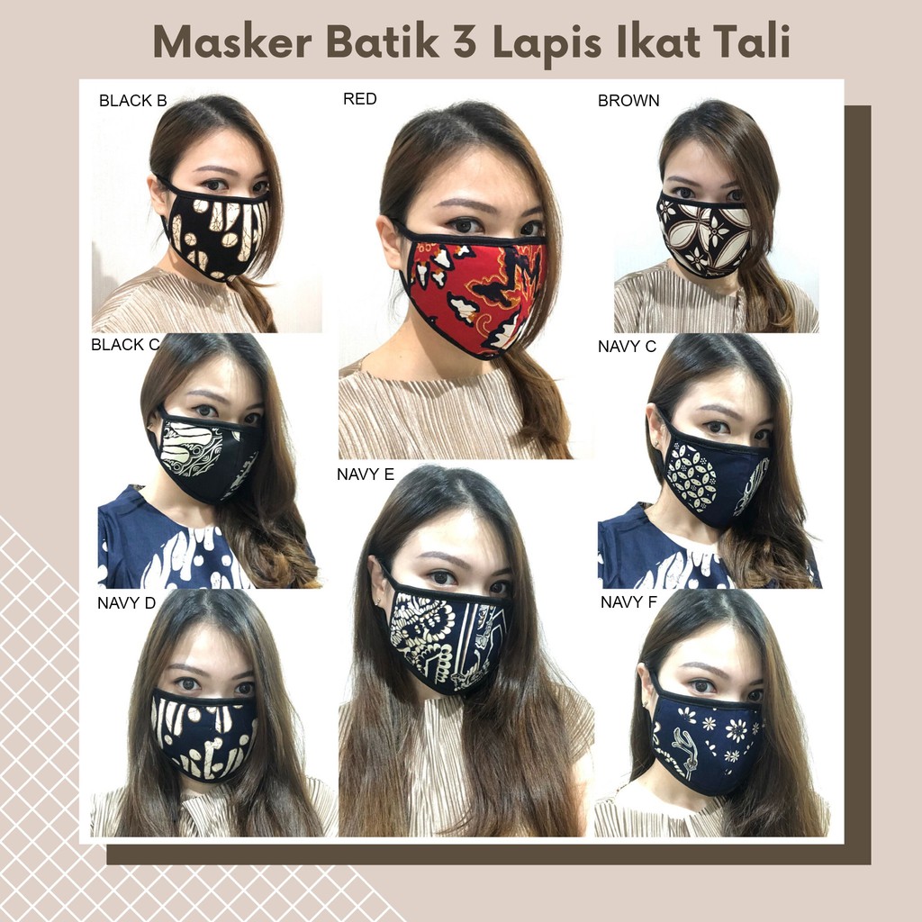 MASKER BATIK TALI / MASKER KAIN MOTIF BATIK / MASKER HIJAB BATIK / MASKER DONASI / MASKER HEADLOOP