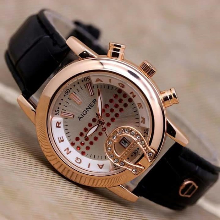 Jam Tangan Aigner Wanita / Cewek / Aigner / Tgl Aktif / Brown / Black