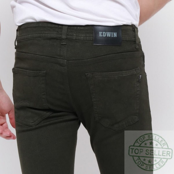 (Celana Murah) Edwin Celana Jeans 506-37-Army Slim Fit Pria Panjang Green Army - Hijau Tua, 28 |DXT