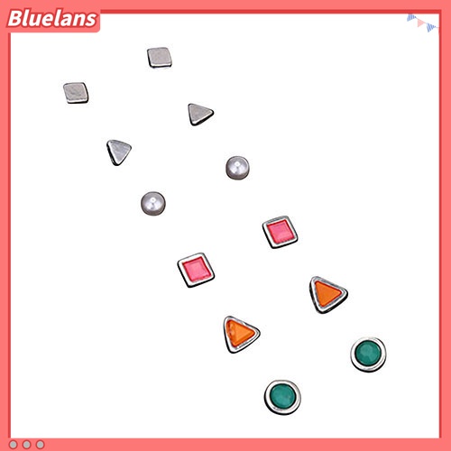 6 Pasang / Set Anting Stud Bentuk Geometris Untuk Wanita