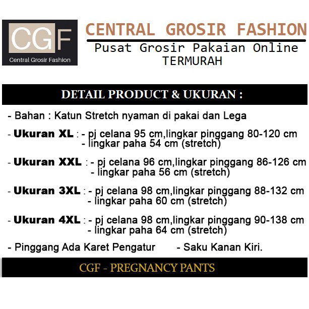 Celana Hamil - Central Grosir Fashion (CGF) - Ukuran XL-4XL - Matt Katun Stretch