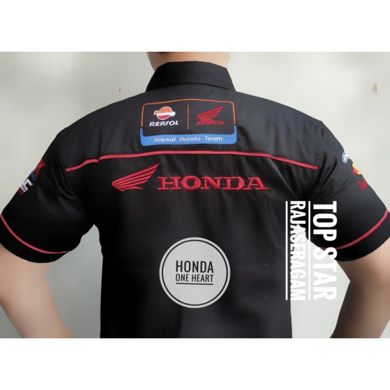 Baju Kemeja Seragam Otomotif Honda One Heart Moto GP Kemeja Bordir F1