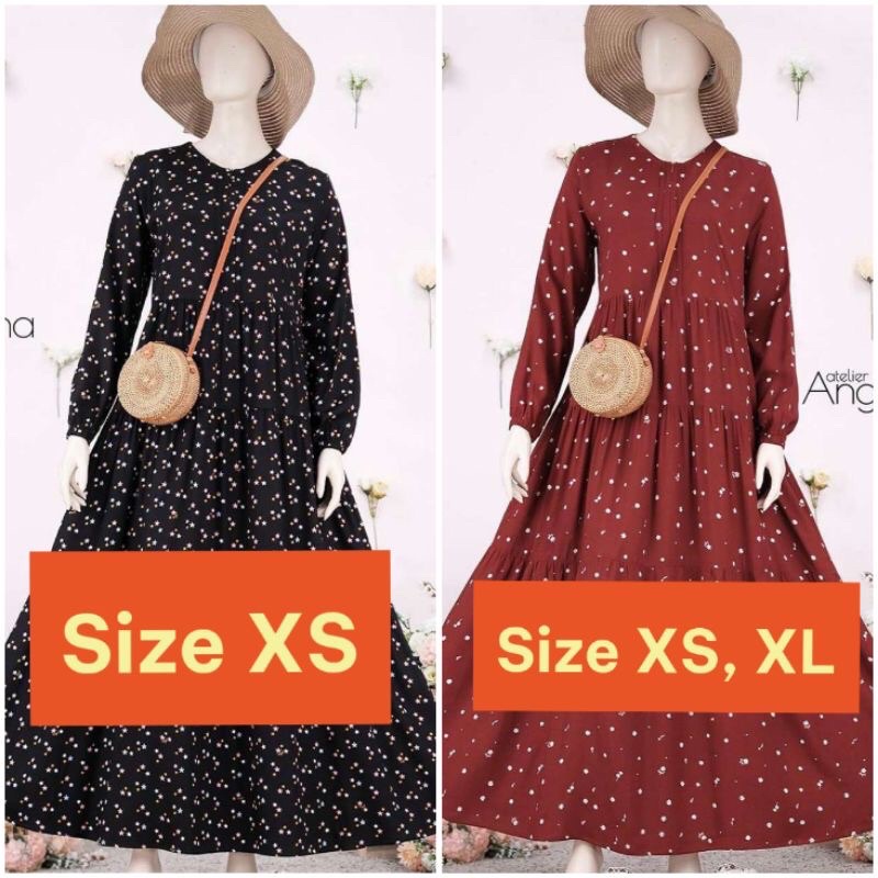 Atelier Angelina Bella Dress size XS dan XL shooting stars & lil daisy maroon