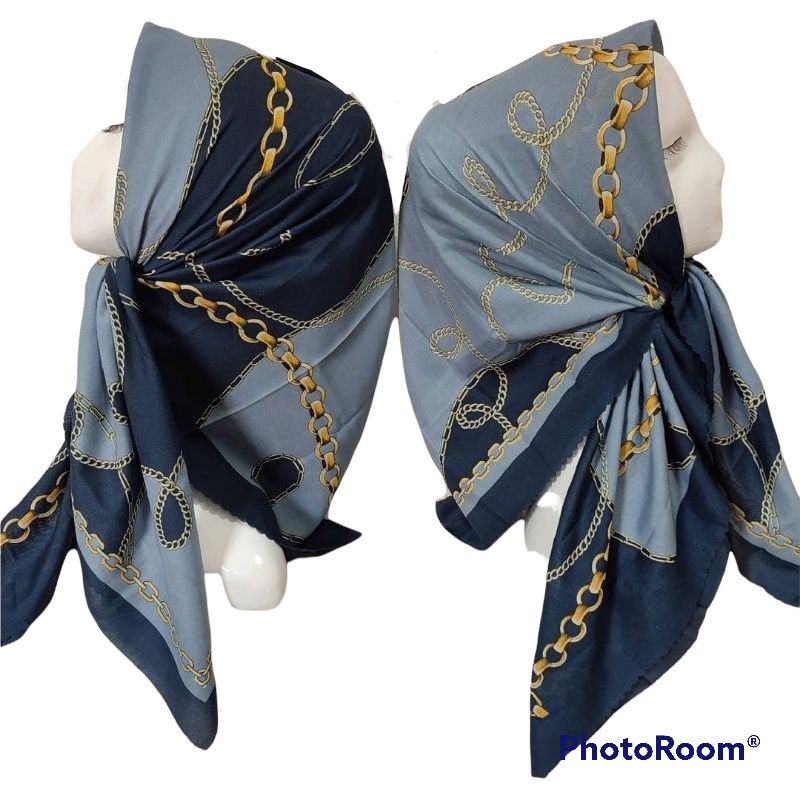DEENAY KW HIJAB VOAL MOTIF KALUNG RANTAI NAVY