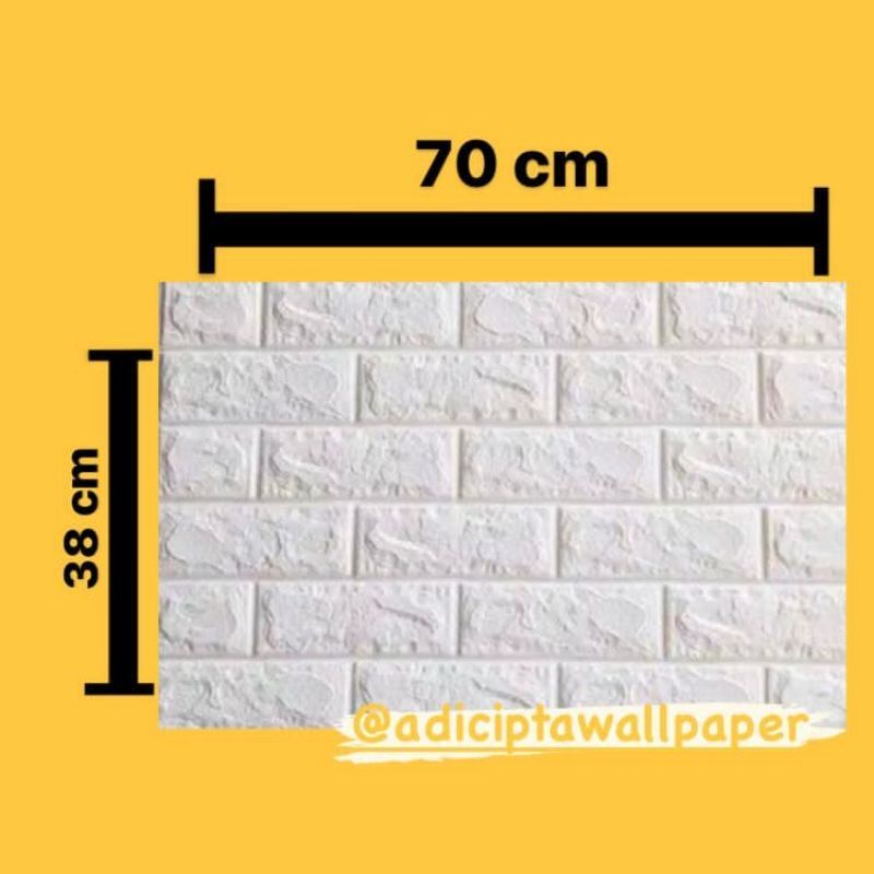 WALLFOAM 3D TIMBUL WALLPAPER FOAM BATA PUTIH HIASAN DINDING BATA ALAM WALLPAPER STIKER FOAM PEREKAT BATU BATA PUTIH HITAM-Bata putih