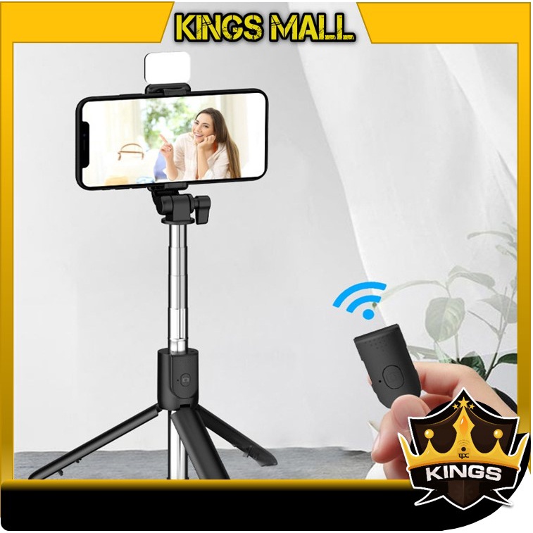 KINGS - 5533 Tripod Bluetooth Selfie Stick LED / Tripod Lampu LED / Tongsis Tripod LED Bluetooth 4 I