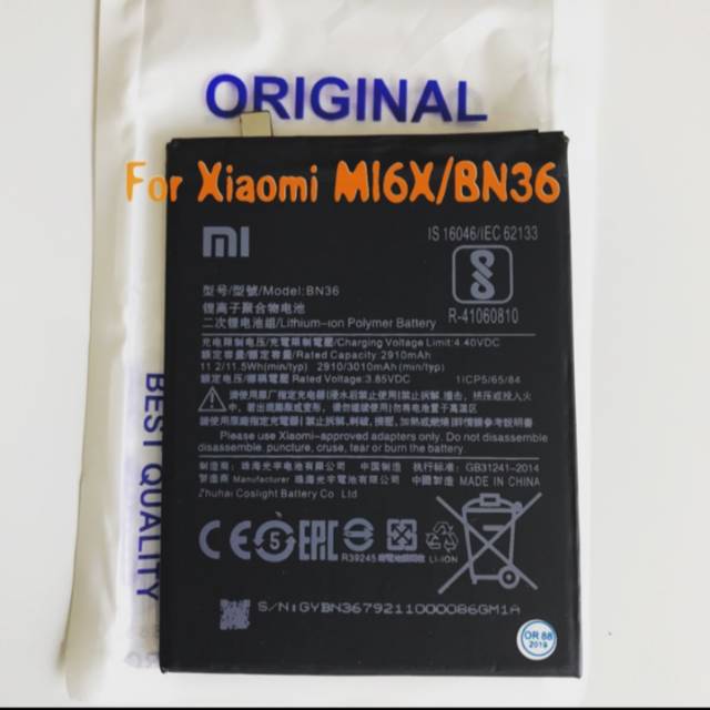 BATERAI BATRE BATTERY XIAOMI MI 6X / BN36 ORI