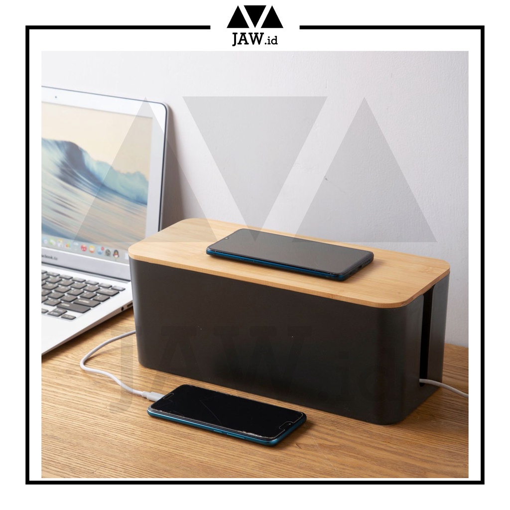 JAW.ID Cable Management Box / Kotak Organizer Kable Tutup Kayu