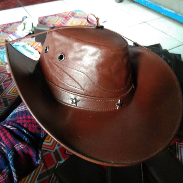 Topi koboi kulit asli garut 100%