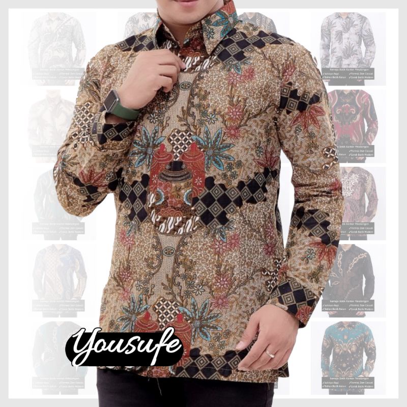 Batik Pria Lengan Panjang Warna Coklat Terbaru Bisa Seragam Kantor Kerja Shopee Cod KMJ17NC