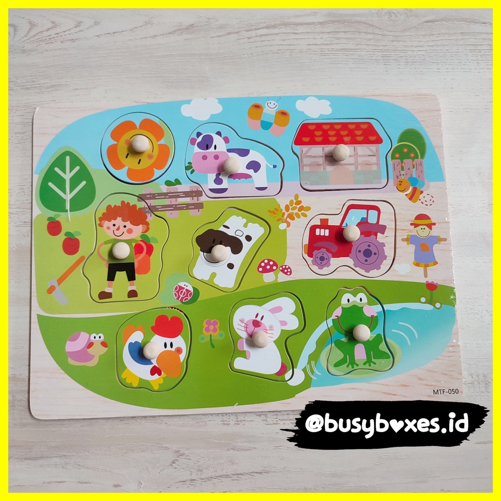 [busyboxes] mainan edukasi anak 2 tahun mainan edukasi anak 3 tahun puzzle knob mainan montessori puzzle petani wooden toys puzzle kayu