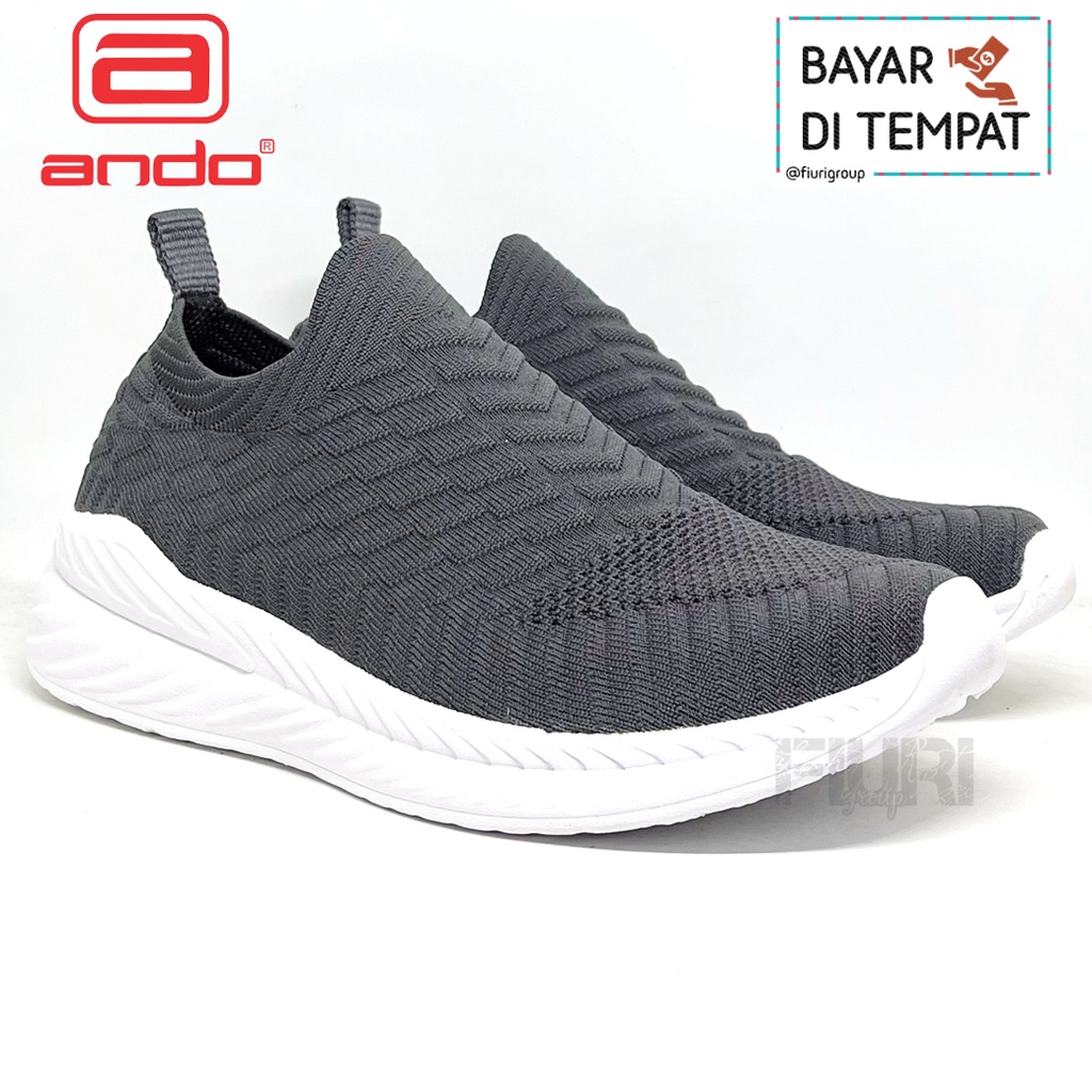 FIURI - ANDO ORIGINAL - TERACOTA 39-43 ABU ABU - SEPATU SNEAKERS PRIA - SEPATU OLAHRAGA PRIA - SEPATU KNIT RAJUT PRIA - SEPATU JOGGING PRIA - SEPATU SPORT - SEPATU CASUAL - SEPATU SLIP ON PRIA - SEPATU COWOK