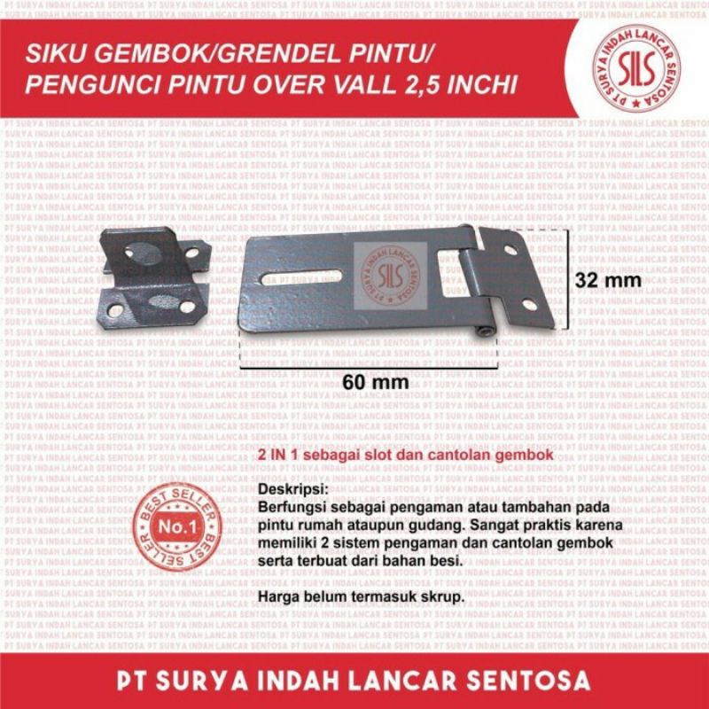 siku gembok 2,5 inci grendel pintu /pengunci pintu over vall
