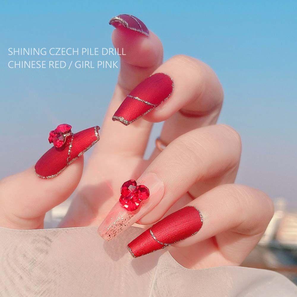 Needway Nail Art Berlian Imitasi Trendi Gaya Jepang Shiny Nail Rhinestone Ceko Tumpuk Bor2022Tahun Baru Alloy DIY Nail Art Dekorasi