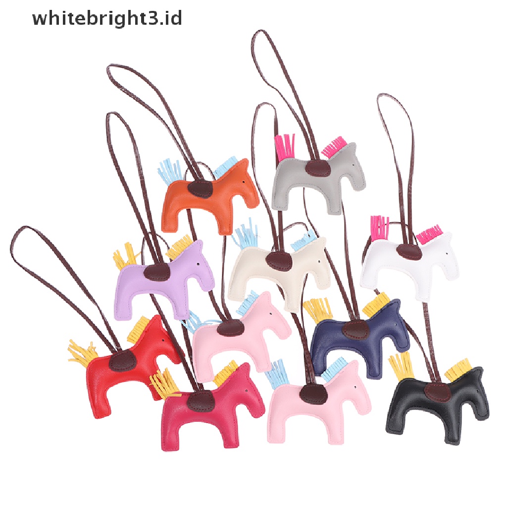 {whitebright3.id} Handmade PU Leather Horse Keychain Animal Key Chain for Women Bag Keychain Charm ,