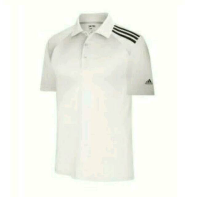 Polo shirt/kaos kerah Adidas Strip (putih)