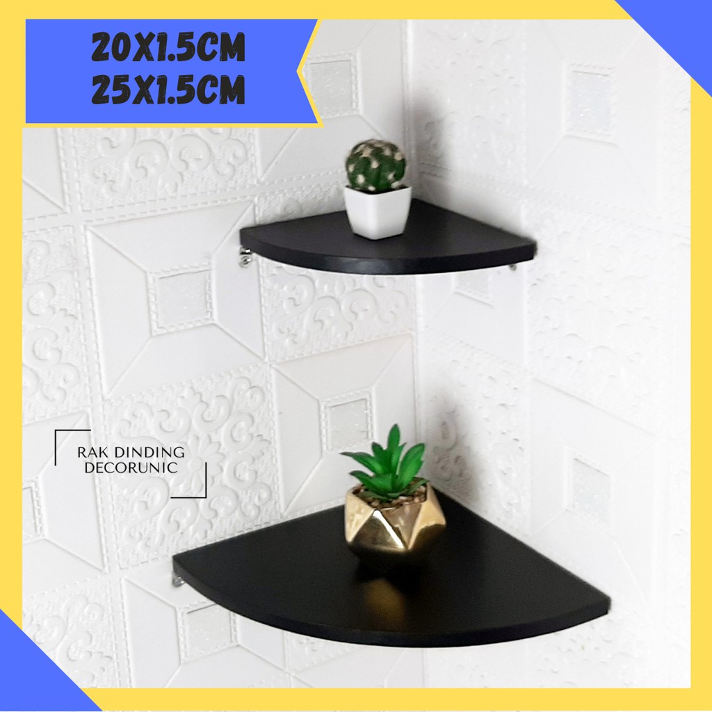 Rak Sudut Tempel Dinding 2pcs Uk. 20,25cm Rak Sudut Siku Serbaguna Ambalan Rak Sudut