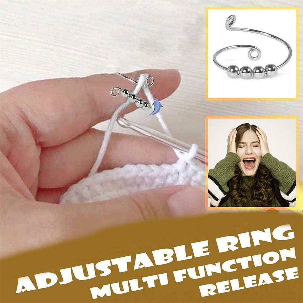 【COD Tangding】Fashion Simple Gold Silver Ball Ring Meditation Spinner Adjustable Opening Jewelry Accessories