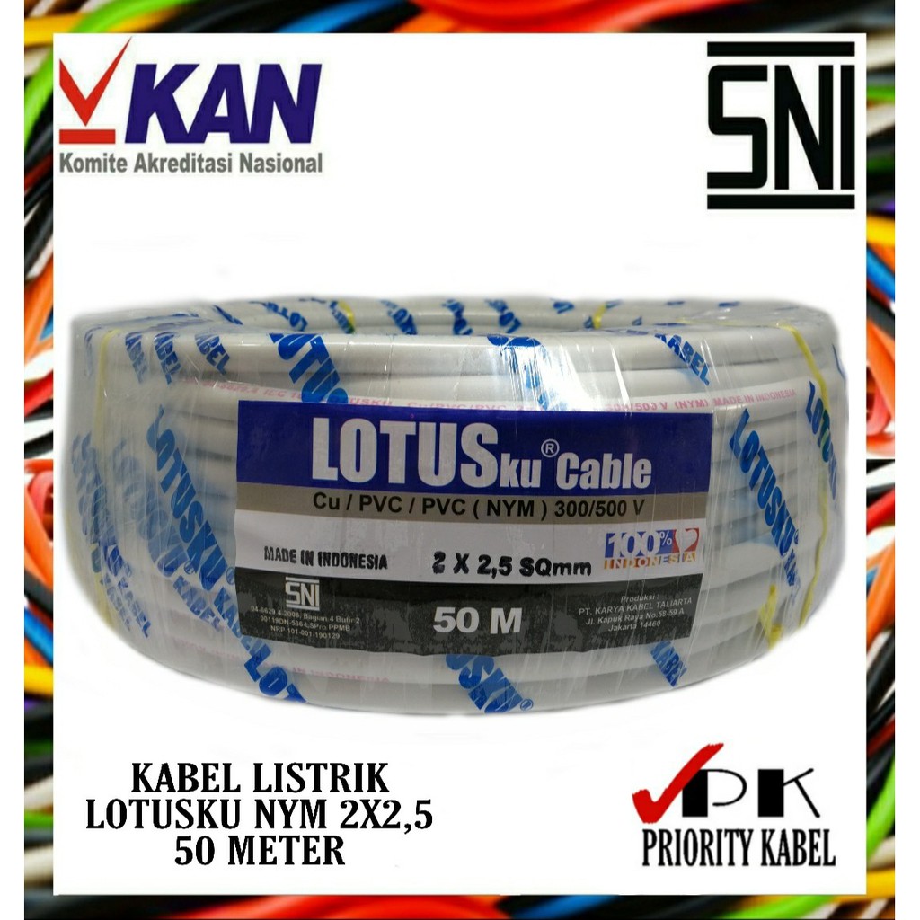 Kabel Listrik Kawat LOTUSku NYM 2x2,5 2x2.5 50meter (50m)