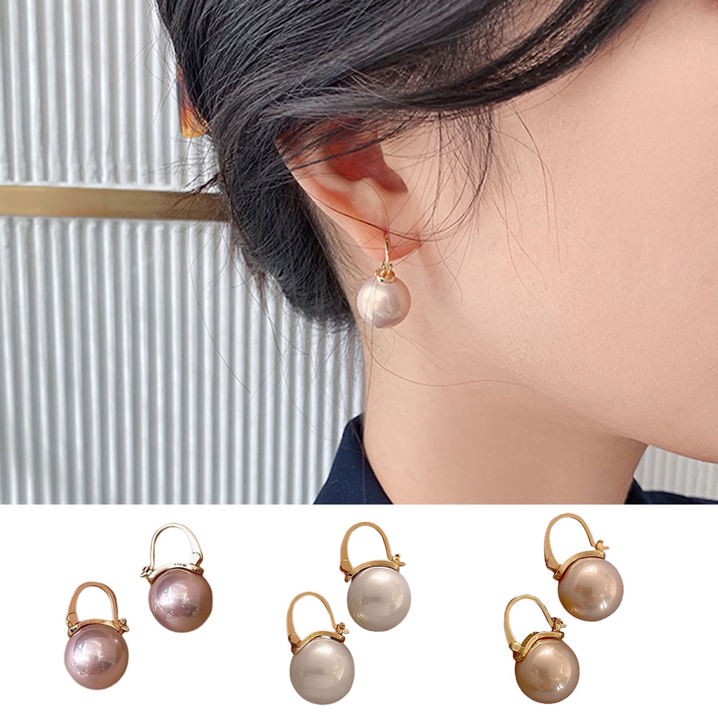 Hu Hu Hu Hu Hu Alat Bantu Pasang Kacamata♡ 1 Pasang Anting Juntai Bentuk Geometris Aksen Mutiara Imitasi Gaya Vintage Untuk Wanita